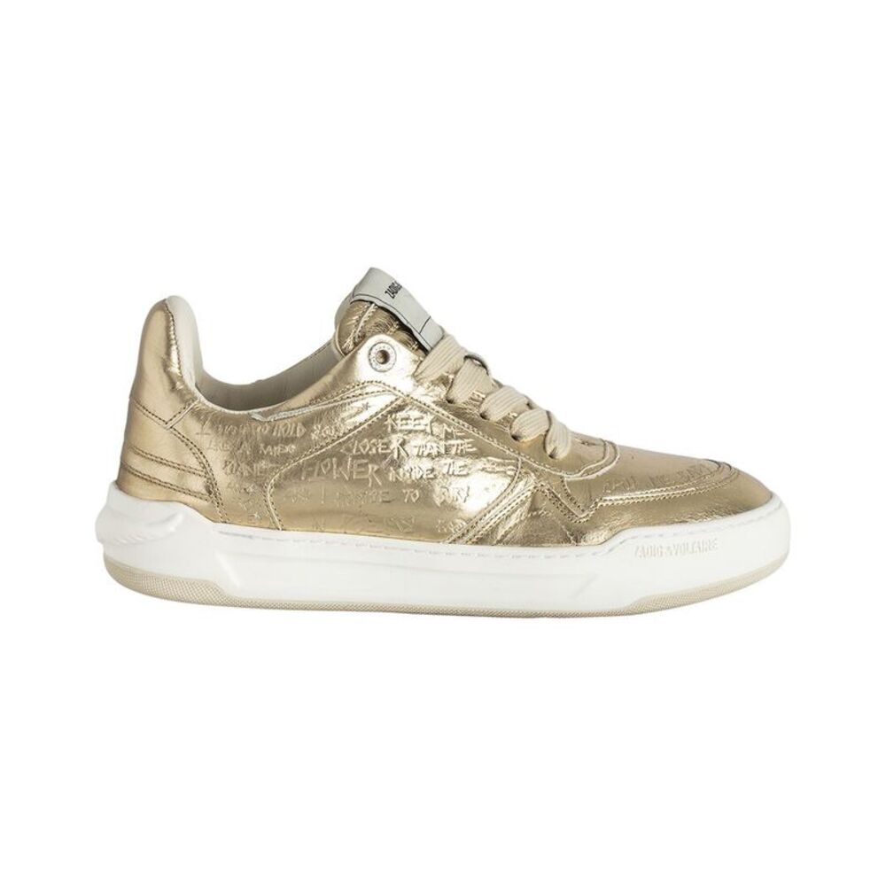 Zadig & Voltaire Wings Vintage Graffiti Leather Sneaker, Gold